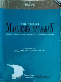 Image of Manajemen Pemasaran 1 : Analisis,Perencanaan,Implementasi,Dan Pengendalian